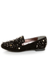 Bamboo Mansion 18 Black Studded Smoking Slipper Flats