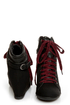 Bamboo Mariela 03 Black Lace-Up Wedge Sneakers