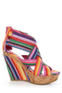 Bamboo Mirage 07 Fuchsia Rainbow Striped Wedge Sandals