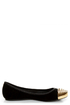 Bamboo Mirina 02 Black Studded Metal Cap-Toe Ballet Flats