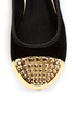 Bamboo Mirina 02 Black Studded Metal Cap-Toe Ballet Flats