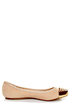 Bamboo Mirina 02 Nude Studded Metal Cap-Toe Ballet Flats