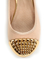 Bamboo Mirina 02 Nude Studded Metal Cap-Toe Ballet Flats