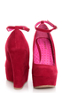 Bamboo Pamela 10 Red Ankle Strap Platform Wedges