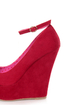 Bamboo Pamela 10 Red Ankle Strap Platform Wedges
