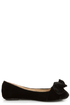 Bamboo Poet 01 Black Velvet Toe Bow Ballet Flats