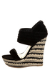 Bamboo Pompey 12 Black Pleated Cuff Platform Wedges