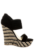 Bamboo Pompey 12 Black Pleated Cuff Platform Wedges