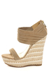 Bamboo Pompey 12 Natural Pleated Cuff Platform Wedges