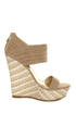 Bamboo Pompey 12 Natural Pleated Cuff Platform Wedges