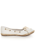 Bamboo Singing 01 White Canvas Boat Shoe Skimmer Flats