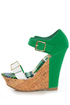 Bamboo Smooch 14 Green Color Block Platform Wedges