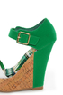 Bamboo Smooch 14 Green Color Block Platform Wedges