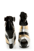 Bamboo Smooch 26 Black Multi Metallic Shootie Platform Wedges