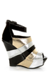 Bamboo Smooch 26 Black Multi Metallic Shootie Platform Wedges
