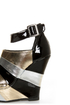 Bamboo Smooch 26 Black Multi Metallic Shootie Platform Wedges
