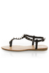 Bamboo Steno 20 Black Toe Ring T-Strap Spiked Sandals