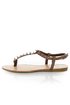 Bamboo Steno 20 Taupe Toe Ring T-Strap Spiked Sandals
