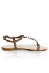 Bamboo Steno 20 Taupe Toe Ring T-Strap Spiked Sandals