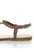 Bamboo Steno 20 Taupe Toe Ring T-Strap Spiked Sandals
