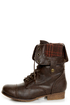 Bamboo Surprise 01 Brown Lace-Up Convertible Combat Boots