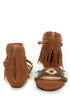 Bamboo Topnotch 02 Chestnut Beaded Fringe Flat Sandals