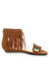 Bamboo Topnotch 02 Chestnut Beaded Fringe Flat Sandals