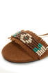 Bamboo Topnotch 02 Chestnut Beaded Fringe Flat Sandals