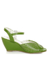 B.A.I.T. Dennise Celery Green Perforated Wedge Sandals