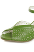 B.A.I.T. Dennise Celery Green Perforated Wedge Sandals