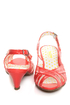 B.A.I.T. Joanna Coral Red Strappy Slingback Kitten Heels