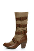 Chelsea Crew Candy Tan Two-Tone Belted Mid Calf Boots