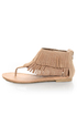 City Classified Cesar Camel Fringe Cuffed Thong Sandals