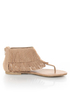 City Classified Cesar Camel Fringe Cuffed Thong Sandals