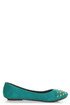 City Classified Gloria Deep Teal Studded Cap-Toe Flats