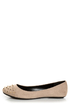 City Classified Gloria Taupe Studded Cap-Toe Flats