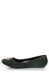 City Classified Quant Green Medallion Ballet Flats