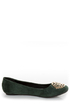 City Classified Quant Green Medallion Ballet Flats