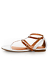 City Classified Rovia White & Light Tan T Strap Thong Sandals
