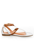 City Classified Rovia White & Light Tan T Strap Thong Sandals
