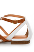 City Classified Rovia White & Light Tan T Strap Thong Sandals