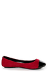 City Classified Yaku Lipstick Red and Black Cap-Toe Ballet Flats
