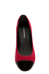 City Classified Yaku Lipstick Red and Black Cap-Toe Ballet Flats