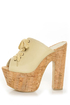C Label Christian 3 Beige Lace-Up Peep Toe Slide Platforms