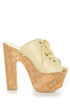 C Label Christian 3 Beige Lace-Up Peep Toe Slide Platforms