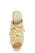 C Label Christian 3 Beige Lace-Up Peep Toe Slide Platforms