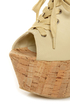 C Label Christian 3 Beige Lace-Up Peep Toe Slide Platforms
