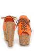 C Label Christian 3 Orange Lace-Up Peep Toe Slide Platforms