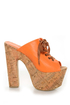C Label Christian 3 Orange Lace-Up Peep Toe Slide Platforms
