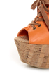 C Label Christian 3 Orange Lace-Up Peep Toe Slide Platforms